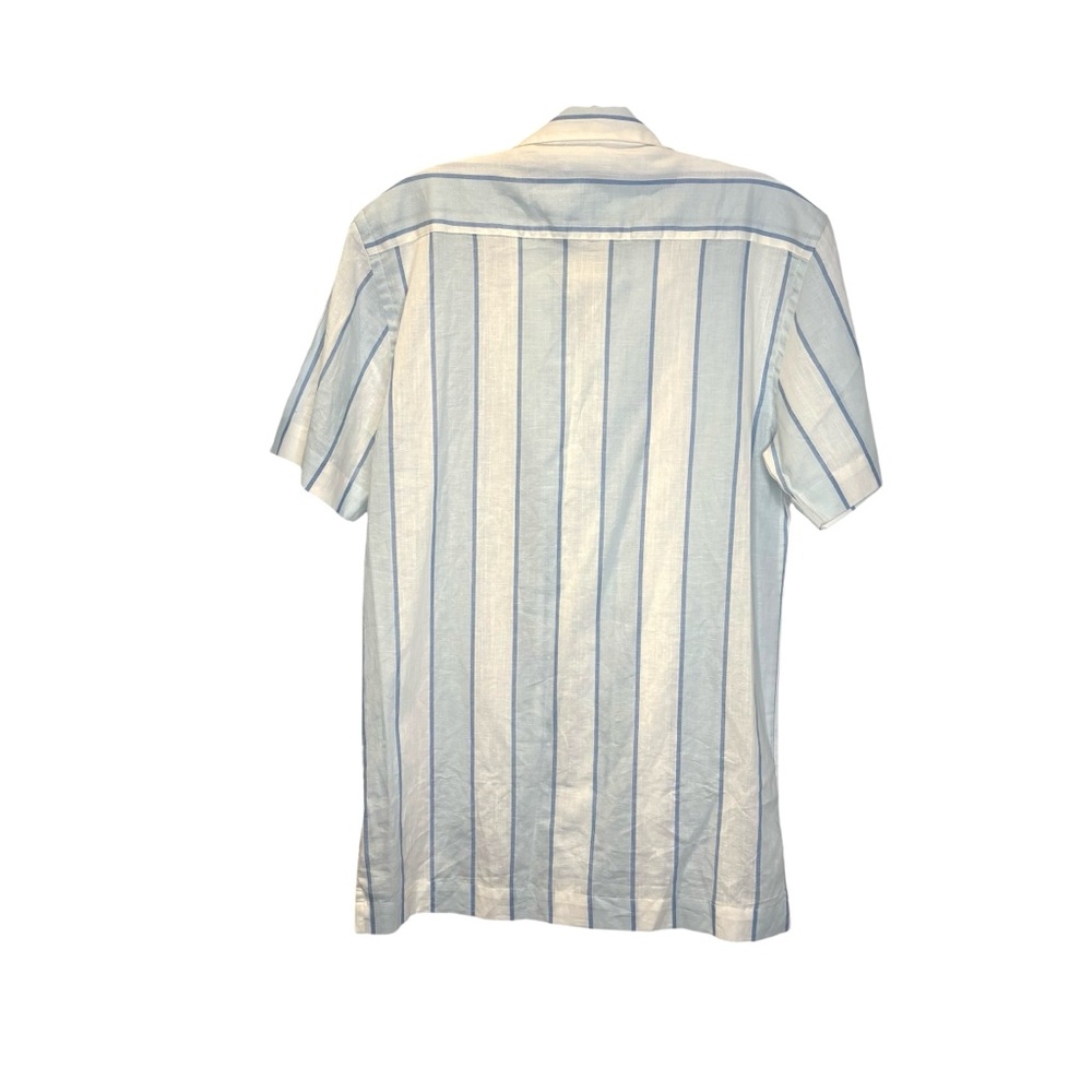 Lindbergh cotton/ linen Blue & White Striped Short Sleeve button Shirt sz. Small - Picture 3 of 12